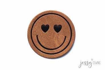 Kunstleder Label Love Smiley by Jessy Sewing